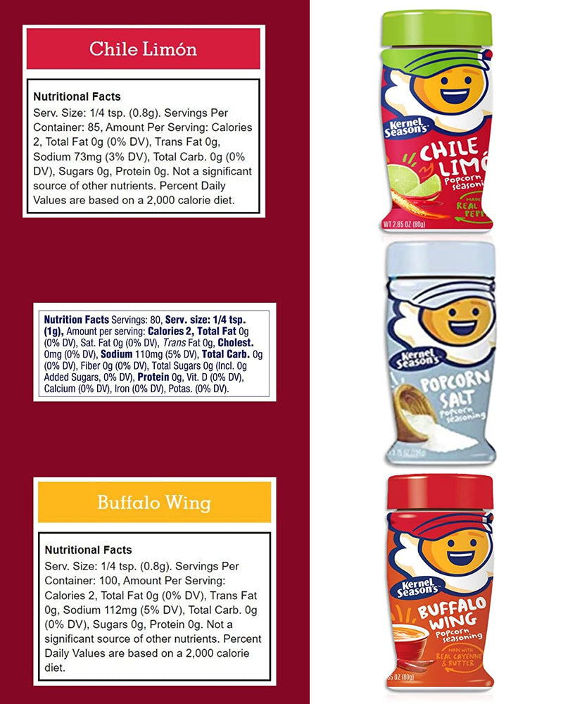 Ultimate Popcorn Seasoning Variety Pack Bundle. Includes Fifteen Kernel Season's Popcorn Seasoning Regular Jars in a BELLATAVO Box Plus Ten Popcorn Bags. Fifteen Popcorn Seasoning Flavors in One Box!