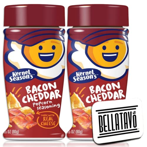 White Cheddar Popcorn Seasoning Bundle. Includes Two- 2.85 Oz Bottles of Kernel Seasons White Cheddar Popcorn Seasoning And a BELLATAVO Recipe Card. Made with Real Cheddar Cheese!