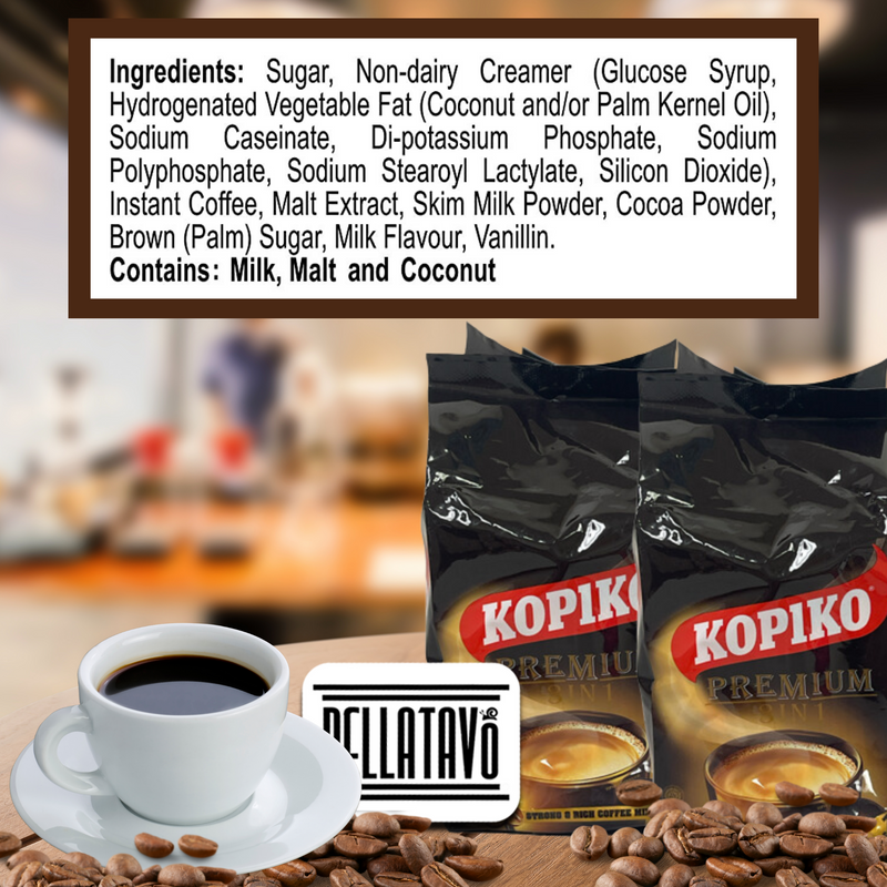 Premium Instant Coffee Bundle. Includes 3 Packs of Kopiko Premium Coffee Mix. Deliciously Energizing Premium Quality Instant Coffee. This Bundle Comes with a BELLATAVO Fridge Magnet.