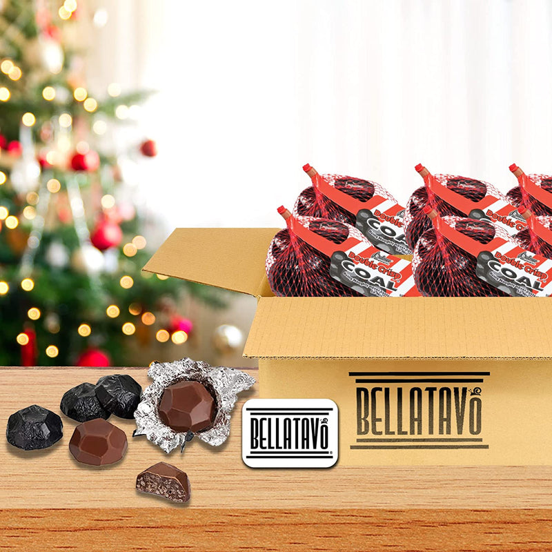Candy Coal Stocking Stuffer Bundle. Includes Six-3.4 Oz Bags of Palmer Coal Candy in a BELLATAVO Box Plus a BELLATAVO Fridge Magnet! This Coal Chocolate Candy are Great Stocking Stuffers!