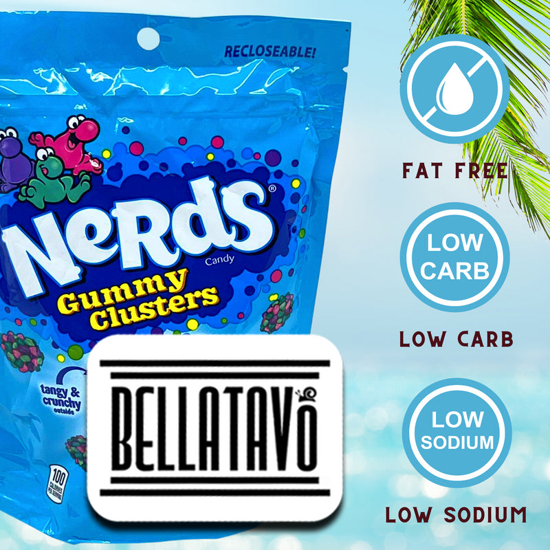 Very Berry Gummy Clusters Candy Bundle. Includes Two- 8 Oz Bags of Nerds Very Berry Gummy Clusters Candy. Sweet, Gummy, Tangy, & Crunchy Candy! Each Bundle Comes with a BELLATAVO Fridge Magnet!
