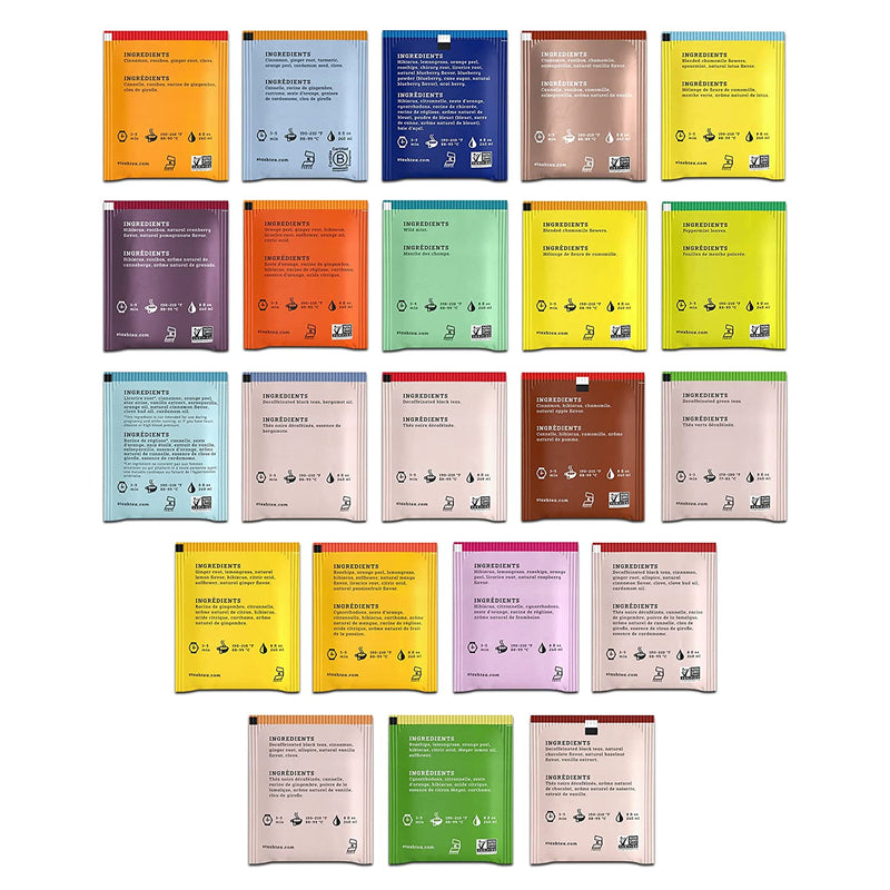 Decaf Stash Tea Variety Pack. Includes 44 Caffeine Free Stash Tea Bags Bundled with a BELLATAVO Fridge Magnet. Two Each of 22 Flavors of Assorted Tea Bags. Total 44 Stash Tea Bags In A BELLATAVO Box.