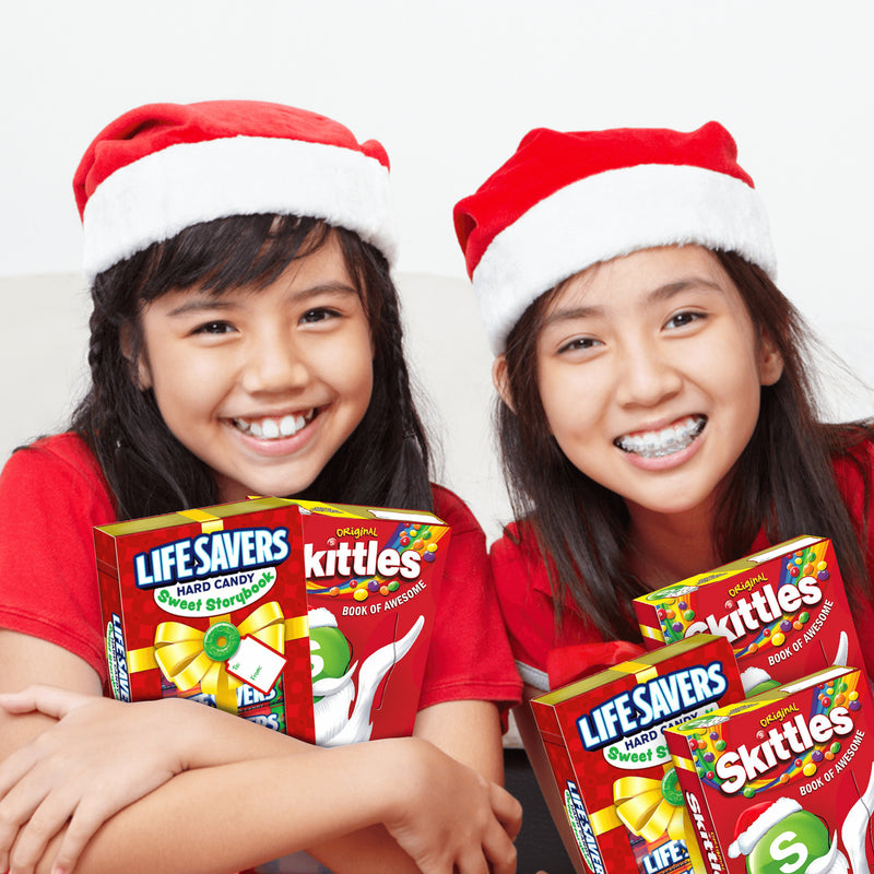 Christmas Edition Book of Candy Bundle. Includes Two Skittles Christmas Book of Awesome Plus a BELLATAVO Fridge Magnet! Each Skittles Book of Candy Includes Three-2.17 Oz Skittles Christmas Candy!