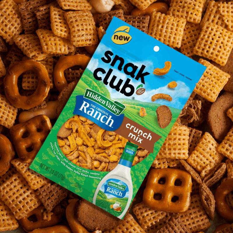 Ranch Corn Nuts and Crunch Mix Variety Pack. Includes Four Bags of Snak Club Hidden Valley Ranch Corn Nuts and Crunch Mix Plus a BELLATAVO Fridge Magnet! Hidden Valley Ranch Snack Mix is Kosher