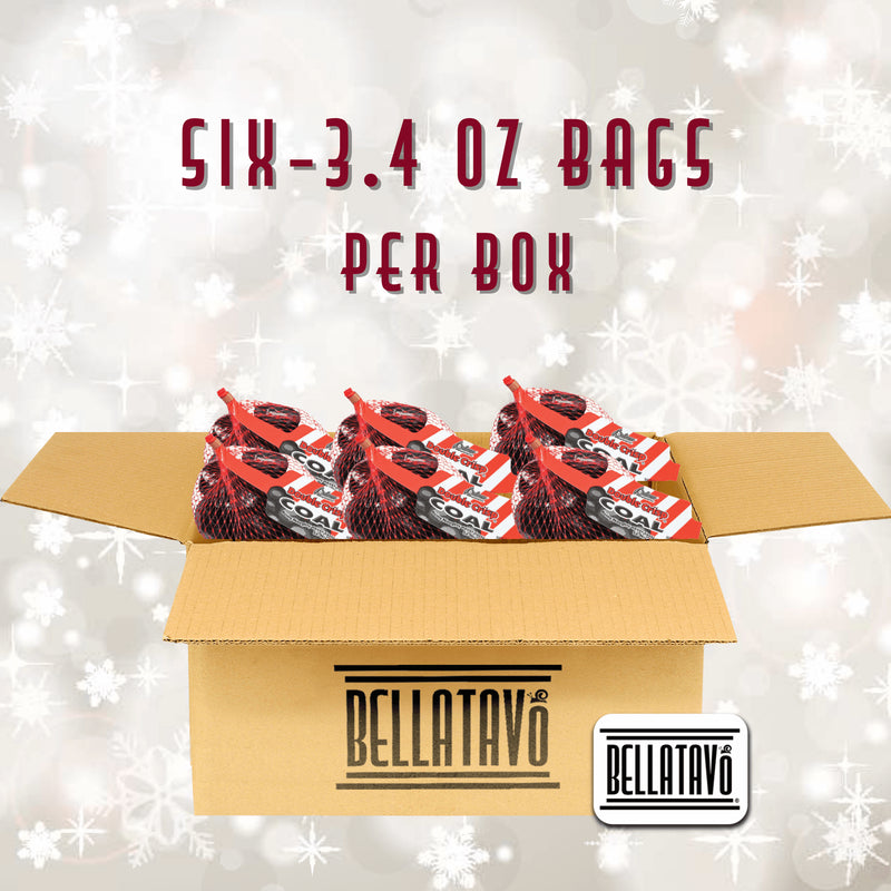 Candy Coal Stocking Stuffer Bundle. Includes Six-3.4 Oz Bags of Palmer Coal Candy in a BELLATAVO Box Plus a BELLATAVO Fridge Magnet! This Coal Chocolate Candy are Great Stocking Stuffers!