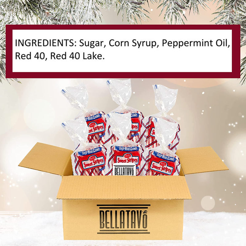 Peppermint Sticks Bulk Candy Bundle. Includes Six-5 Oz Bags of Bobs Sweet Stripes Soft Peppermint Sticks Candy in a BELLATAVO Box Plus a BELLATAVO Fridge Magnet! Made with All Natural Peppermint!
