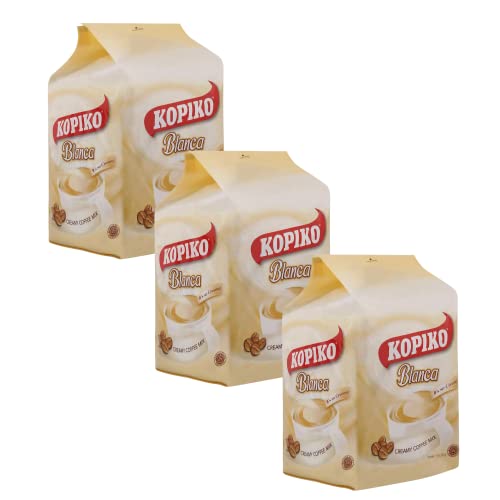 Blanca Instant Coffee Mix Bundle. Includes 3 Packs of Rich & Creamy Kopiko Blanca Instant Coffee Mix. Deliciously Sweet Coffee with a Touch of Cream. This Bundle Comes with a BELLATAVO Fridge Magnet.
