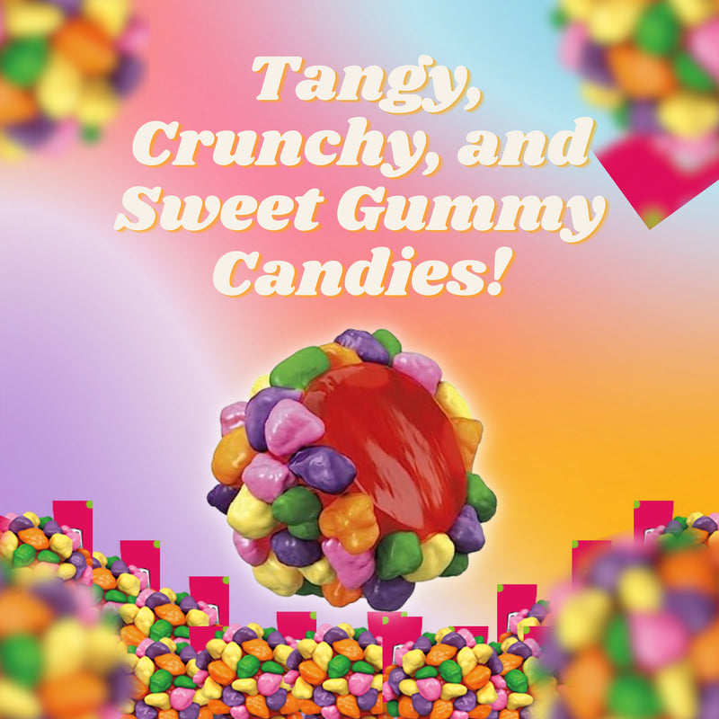 Gummy Clusters Rainbow Candy Bundle. Includes Three- 3 Oz Movie Theater Candy Boxes of Nerds Gummy Clusters Candy. Sweet, Tangy, & Crunchy Candy! Each Bundle Comes with a BELLATAVO Fridge Magnet.