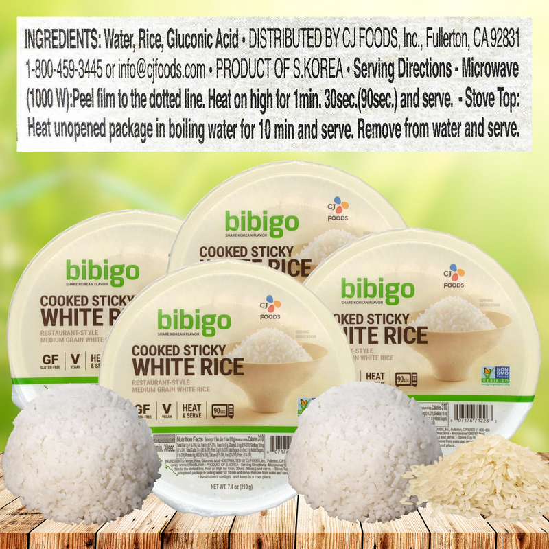 Restaurant-Style Sticky White Rice & Chopsticks Bundle. Experience Asian Dining at Home with Our 4 Bowls of Bibigo Sticky White Rice & 4 Zombibites Chopsticks. Perfect for Asian Cuisine Fans!