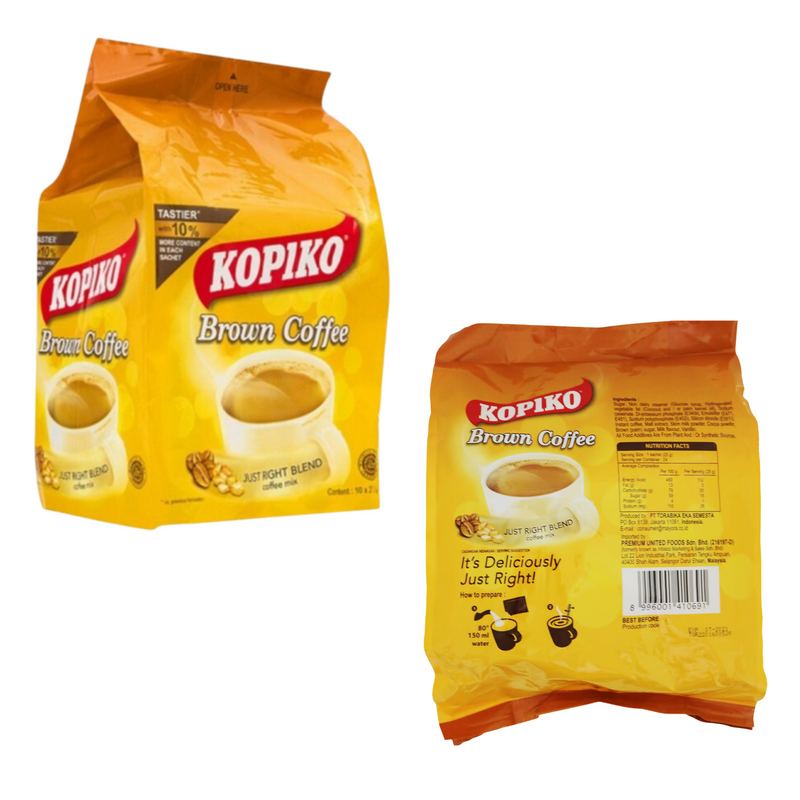 Instant Brown Coffee Mix Bundle. Includes 3 Packs of Creamy & Smooth Kopiko Brown Instant Coffee Mix. Unmatched Smoothness and Richness in Every Cup. This Bundle Comes with a BELLATAVO Fridge Magnet.