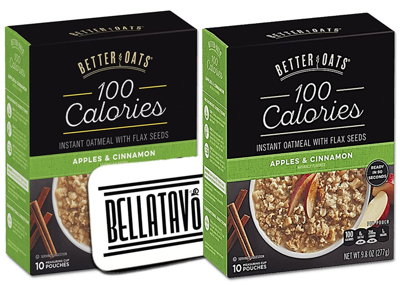 100 Calorie Oatmeal Bundle. Includes Two-9.8 Oz Boxes of Better Oats 100 Calorie Oatmeal and a BELLATAVO Recipe Card!