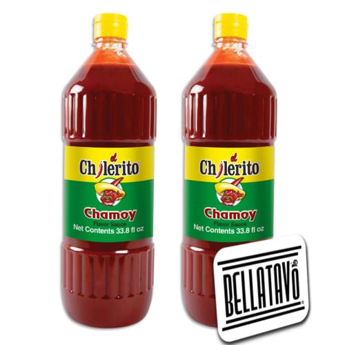 Chamoy Sauce Bundle. Includes Two-33.8 Fl Oz Bottles of El Chilerito Chamoy Sauce Plus a BELLATAVO Fridge Magnet! El Chilerito Chamoy Sauce is Perfect for Snacks, Fruits and as Cocktail Sauce!
