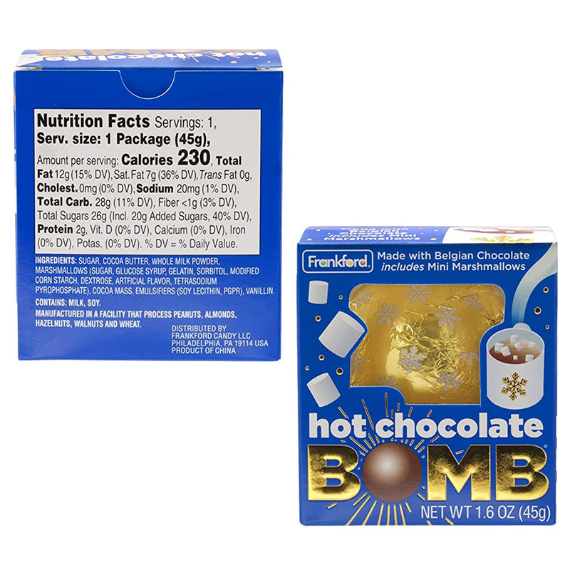 Hot Chocolate Bombs Bundle. Includes Two-1.6 Oz Packages of Frankford Hot Chocolate Bomb Plus a BELLATAVO Fridge Magnet. Melting Milk Chocolate Hot Cocoa Bombs with Marshmallows Inside!