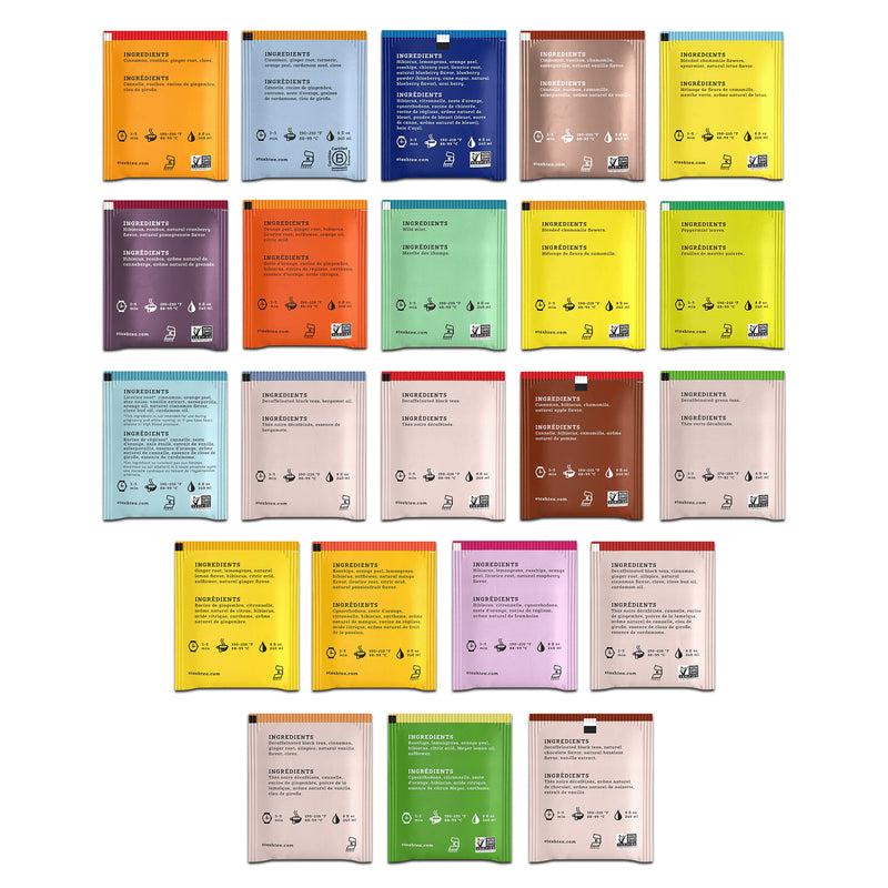 Decaf Tea Bags Assorted Tea Variety Pack. Includes 44-Ct of Stash Tea Variety Pack Bundled with a BELLATAVO Fridge Magnet. Get Two Each of 22 Flavors of Assorted Tea Bags. Total of 44 Stash Tea Bags.