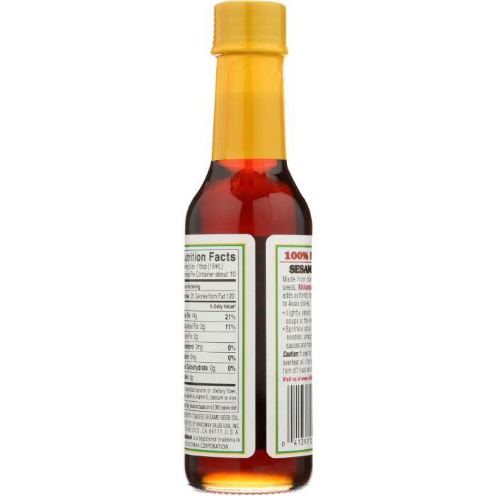 Back of the Bottle Photo of Kikkoman 100% Pure Sesame Oil 