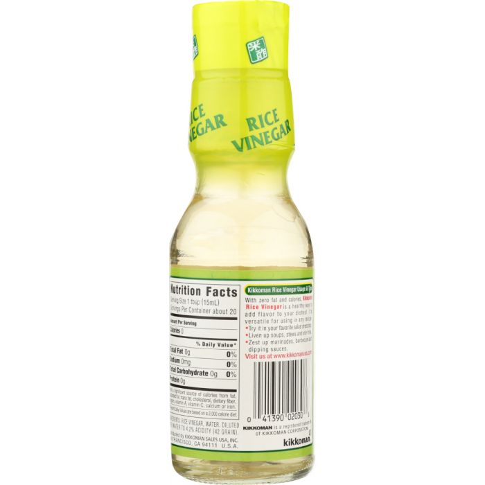 Back of the Bottle Photo of Kikkoman Rice Vinegar 