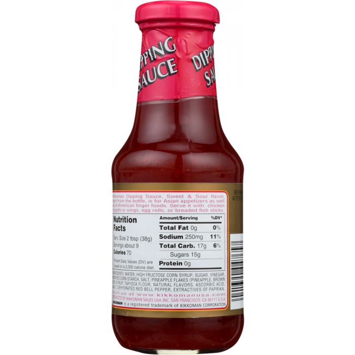 Nutrition Label Photo of Kikkoman Sweet and Sour Dipping Sauce