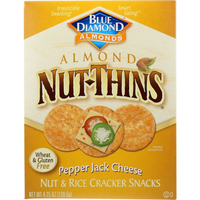A Product Photo of Blue Diamond Pepper Jack Cheese Almond Nut Thins