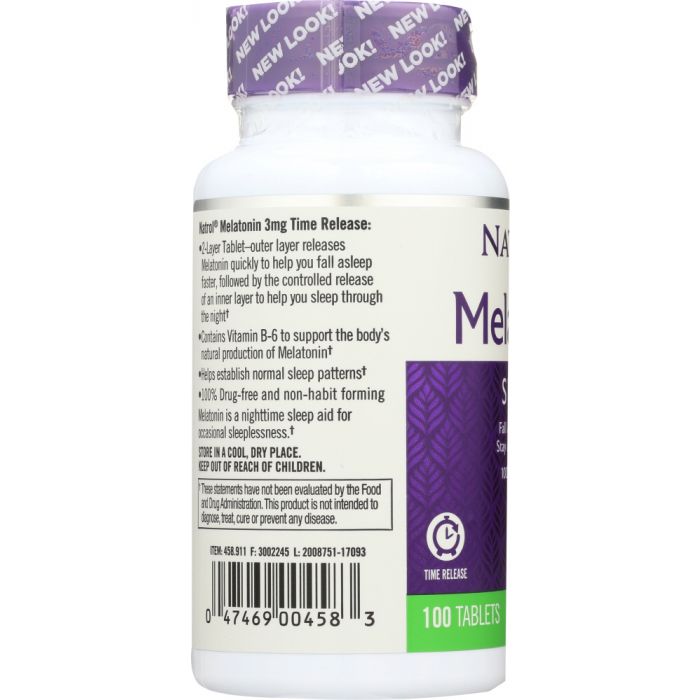 Side photo of Natrol Melatonin TR Time Release 3 mg