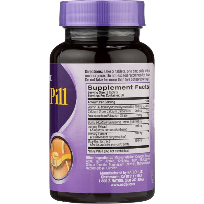 Supplements label photo of Natrol Water Pill
