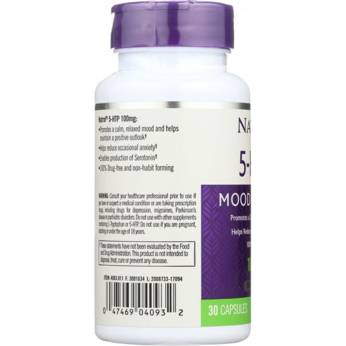 Side photo of Natrol 5-HTP 100 mg