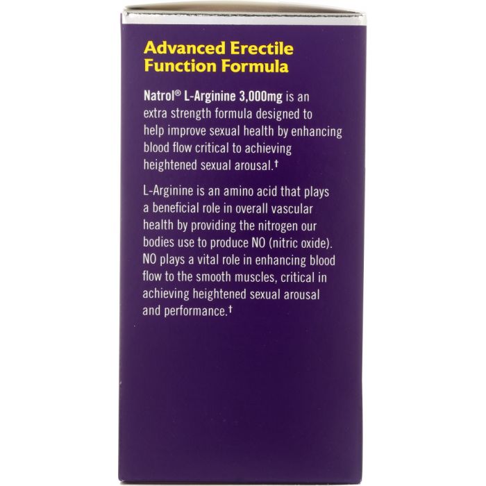 Description label photo of Natrol L-Arginine 3000 mg