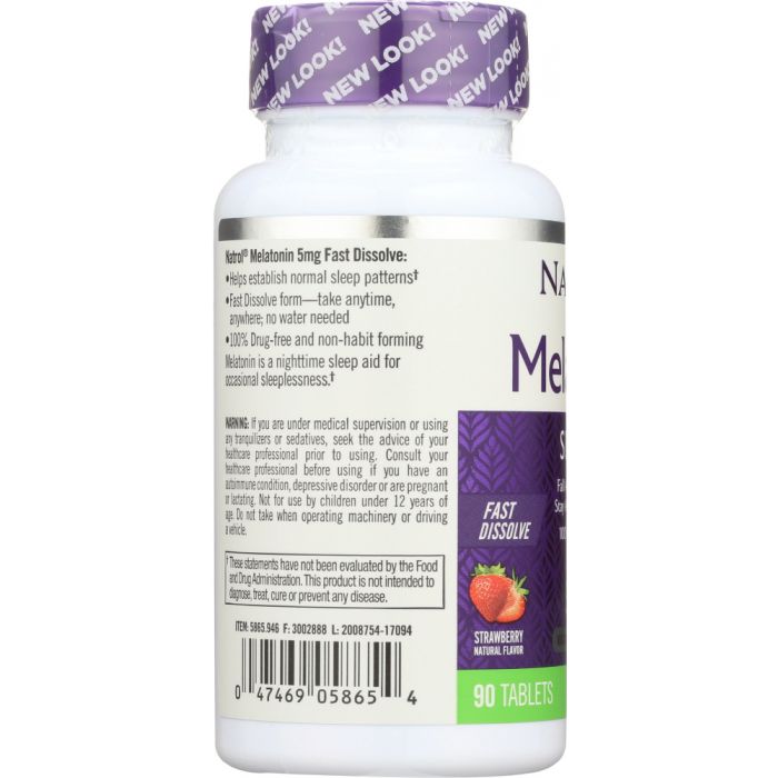 Side photo of Natrol Melatonin Fast Dissolve Tablets Strawberry 5 mg