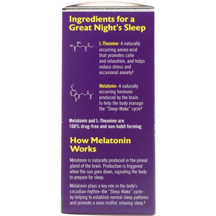 Ingredients label photo of Natrol Advanced Melatonin Calm Sleep Fast Dissolve Strawberry Flavor
