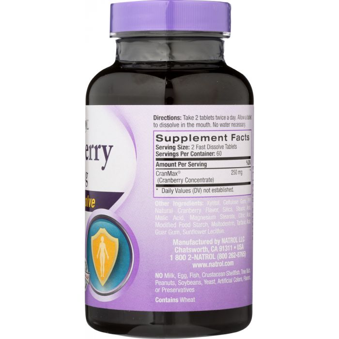 Side photo of Natrol Cranberry Fast Dissolve 250 mg