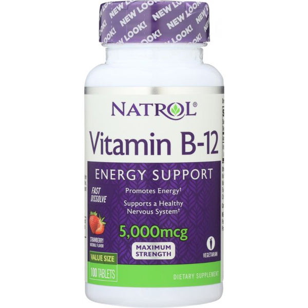 Product photo of Natrol Vitamin B-12 Fast Dissolve Strawberry 5000 Mcg