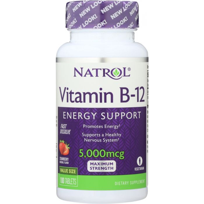 Product photo of Natrol Vitamin B-12 Fast Dissolve Strawberry 5000 Mcg