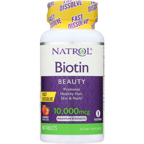 Product photo of Natrol Biotin Fast Dissolve Natural Strawberry Flavor 10,000 mcg