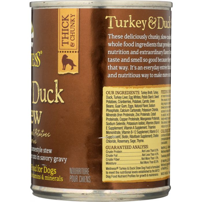 Side photo of Wellness Turkey & Duck Stew with Sweet Potatoes Dog Food