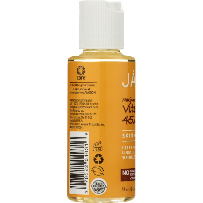 Side Label Photo of Jason Maximum Strength Vitamin E 45000 IU Skin Oil