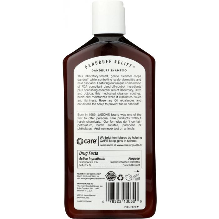 Back Packaging Photo of Jason Dandruff Relief Treatment Shampoo