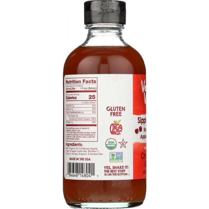 Nutritional Label Photo of Vermont Village Cranberries and Honey Apple Cider Vinegar