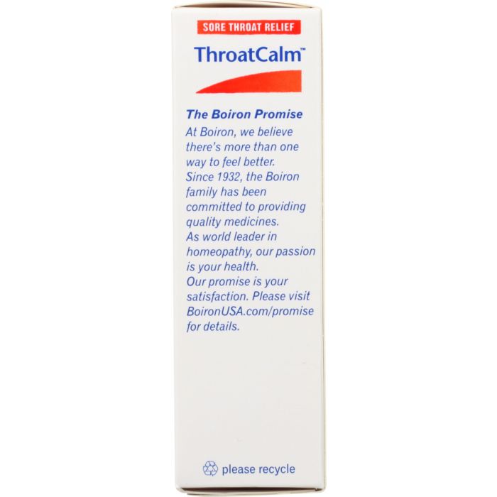 Description label photo of Boiron Throat Calm 