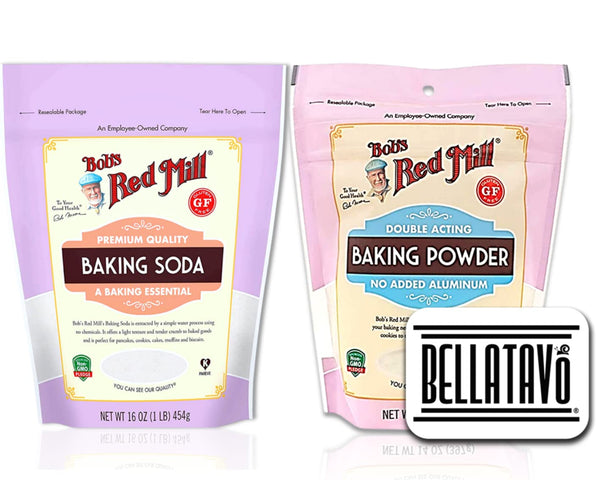 Bobs Red Mill Double Acting Baking Powder (14oz) and Bobs Red Mill Baking Soda (16oz) plus BELLATAVO Recipe Card!