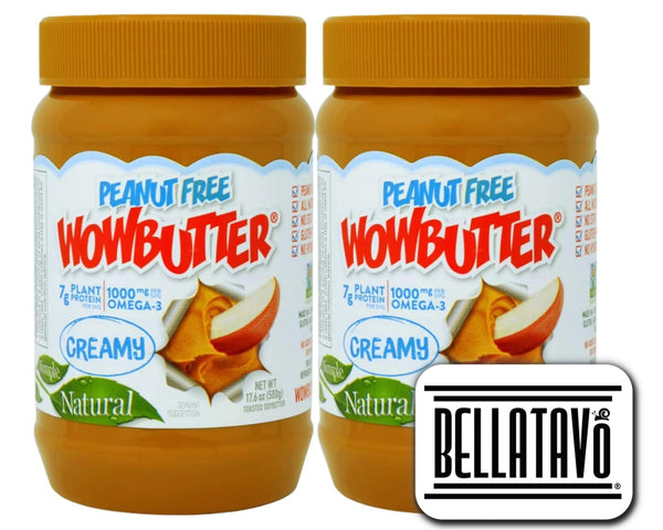 Wowbutter Creamy Peanut Free Natural Spread (Two 1.1LB) Plus A BELLATAVO Ref Magnet