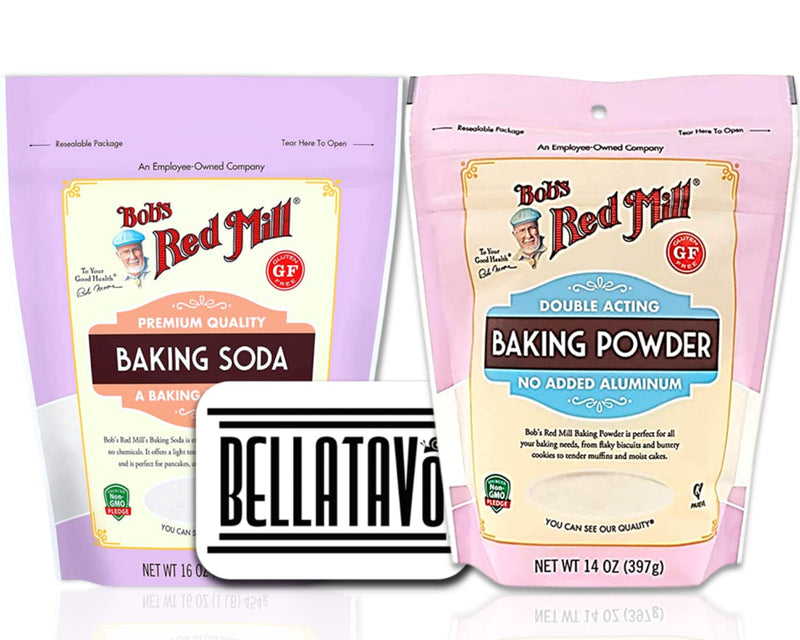 Bobs Red Mill Double Acting Baking Powder (14oz) and Bobs Red Mill Baking Soda (16oz) plus BELLATAVO Recipe Card!