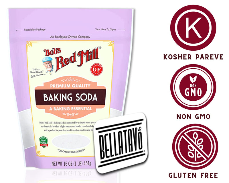 Bobs Red Mill Double Acting Baking Powder (14oz) and Bobs Red Mill Baking Soda (16oz) plus BELLATAVO Recipe Card!