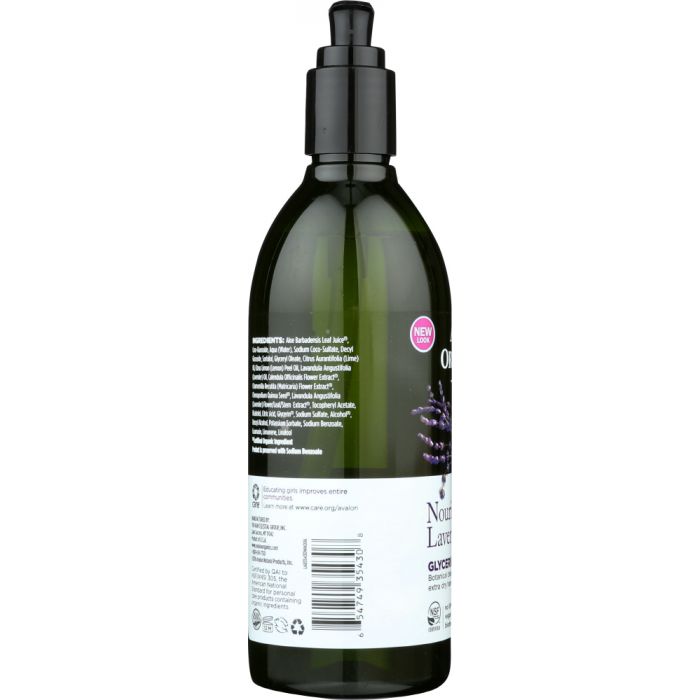 Ingredients label photo of Avalon Organics Lavender Glycerin Liquid Hand Soap