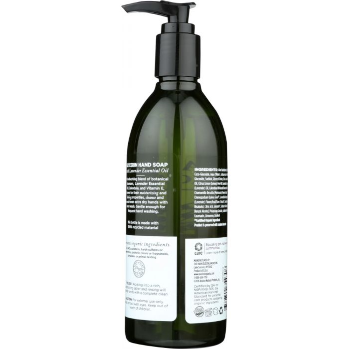Back photo of Avalon Organics Lavender Glycerin Liquid Hand Soap