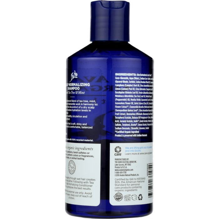 Back photo of Avalon Organics Scalp Normalizing Shampoo Tea Tree Mint Therapy