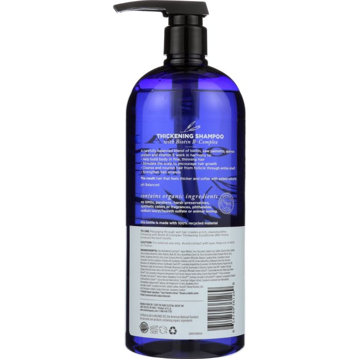 Back photo of Avalon Organics Thickening Shampoo Biotin B-complex Therapy, Paraben Free