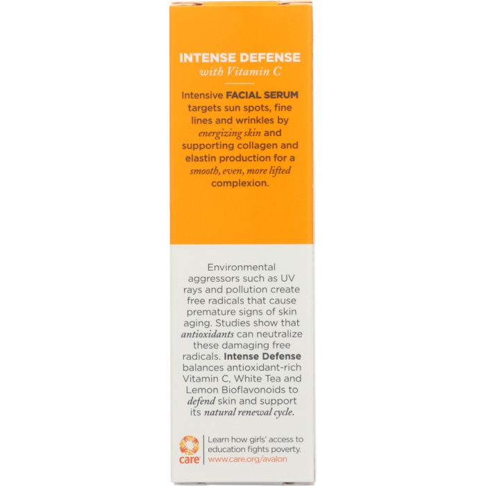 Description label photo of Avalon Organics Intense Defense Vitamin C Renewal Vitality Facial Serum
