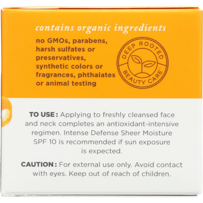 Instruction label photo of Avalon Organics Intense Defense Vitamin C Renewal Rejuvenating Oil-Free Moisturizer