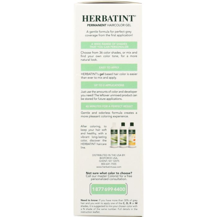 Side Label Photo of Herbatint 2N Brown Permanent Hair Color Gel