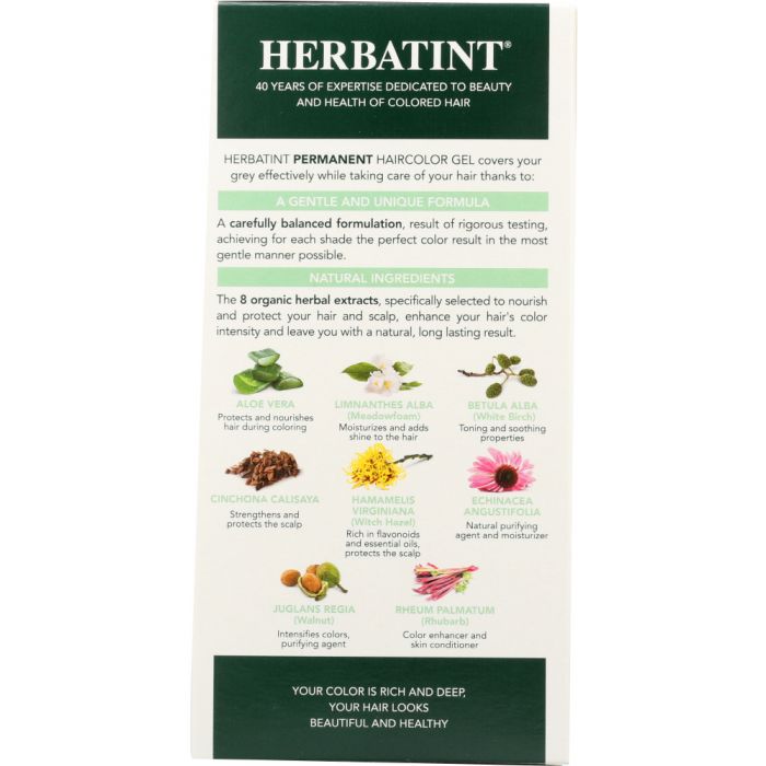 Back of the Box Photo of Herbatint 5N Light Chestnut Permanent Hair Color Gel
