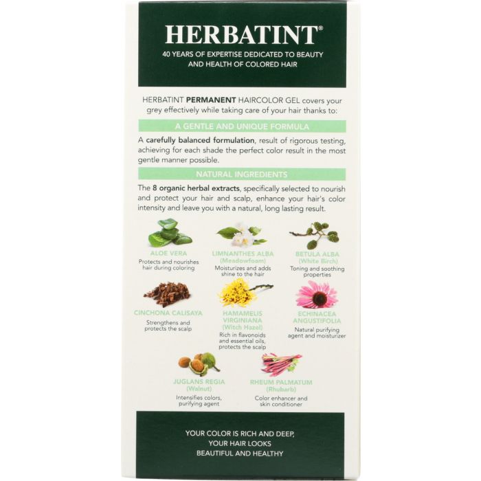 Back of the Box Photo of Herbatint 4D Golden Chestnut Permanent Hair Color Gel